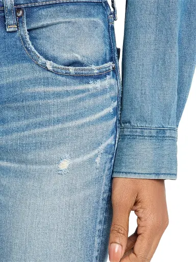 Moussy Vintage Women's Bridgeville Mid-Rise Distressed Slim-Straight Ankle Jeans - Blue | Thumbnail 5
