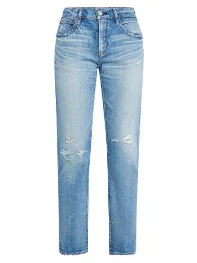 Moussy Vintage Women's Bridgeville Mid-Rise Distressed Slim-Straight Ankle Jeans - Blue | Thumbnail 1
