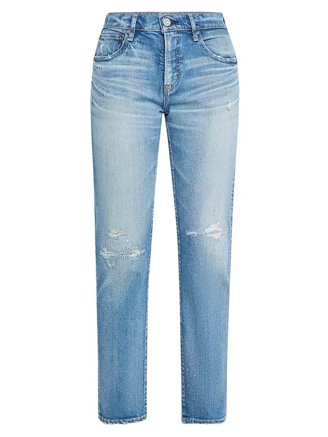Women's Bridgeville Mid-Rise Distressed Slim-Straight Ankle Jeans - Blue