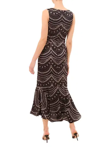 Misa Los Angeles Women's Patricia Printed Satin Midi-Dress - Stranded Pearls - Size XS | Thumbnail 4