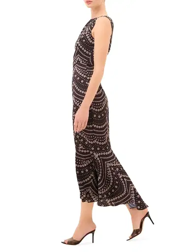 Misa Los Angeles Women's Patricia Printed Satin Midi-Dress - Stranded Pearls - Size XS | Thumbnail 5
