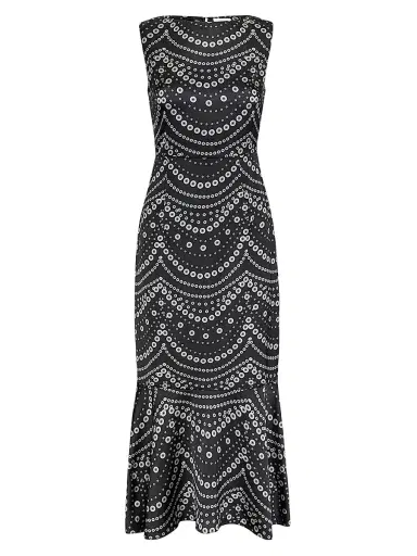 Misa Los Angeles Women's Patricia Printed Satin Midi-Dress - Stranded Pearls - Size XS | Thumbnail 1