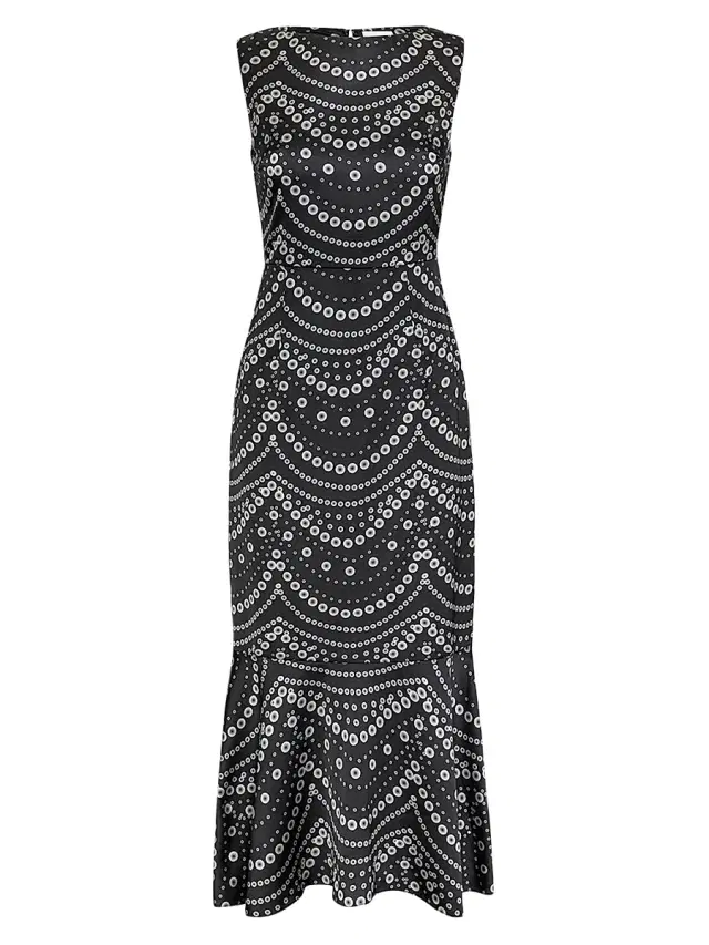 Misa Los Angeles Women's Patricia Printed Satin Midi-Dress - Stranded Pearls