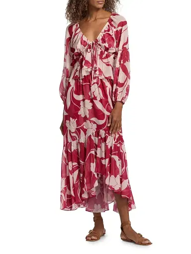 Misa Los Angeles Women's Susan Floral Chiffon V-Neck Top - Cherry Flora | Thumbnail 2 Misa Los Angeles Women's Susan Floral Chiffon V-Neck Top - Cherry Flora | Thumbnail 2