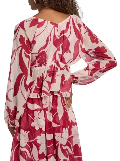 Misa Los Angeles Women's Susan Floral Chiffon V-Neck Top - Cherry Flora | Thumbnail 5 Misa Los Angeles Women's Susan Floral Chiffon V-Neck Top - Cherry Flora | Thumbnail 5