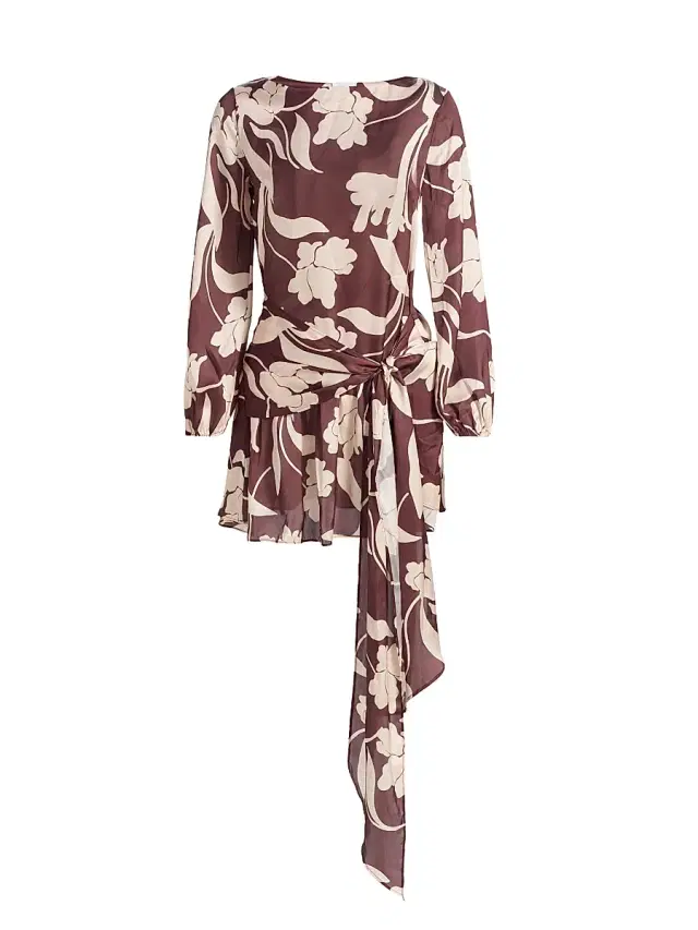 MISA Los Angeles Women's Larissa Floral Waist-Tie Minidress - Chocolate Flora