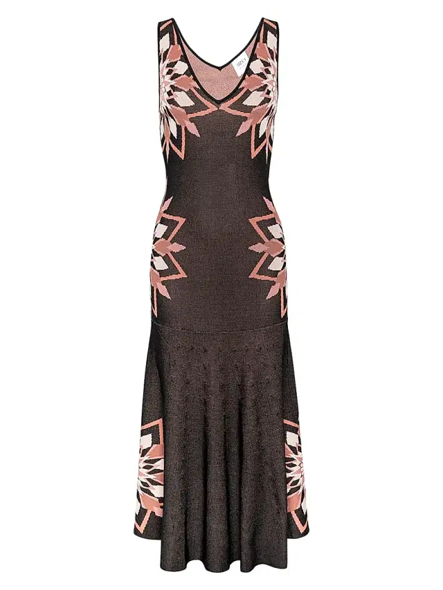 Misa Los Angeles Women's Ruthie Jacquard Drop-Waist Midi-Dress - Morrocan Snowflake