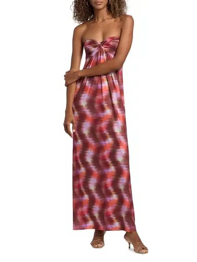 Misa Los Angeles Women's Katrine Strapless Maxi Dress - Pixelated Wave - Size Large | Thumbnail 2