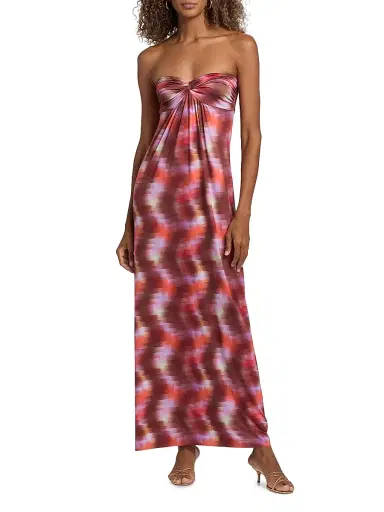 Misa Los Angeles Women's Katrine Strapless Maxi Dress - Pixelated Wave - Size Large | Thumbnail 3