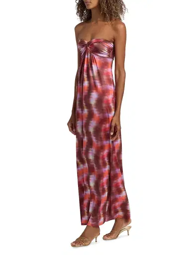 Misa Los Angeles Women's Katrine Strapless Maxi Dress - Pixelated Wave - Size Large | Thumbnail 4