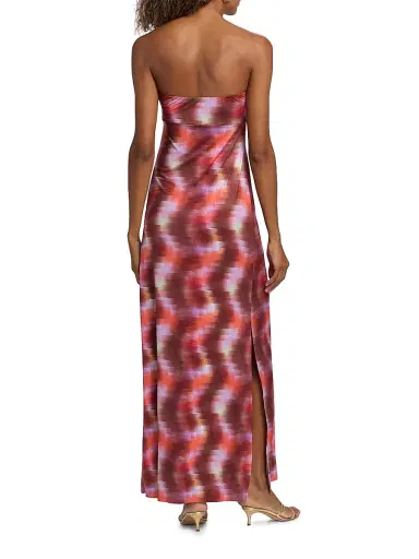 Misa Los Angeles Women's Katrine Strapless Maxi Dress - Pixelated Wave - Size Large | Thumbnail 5