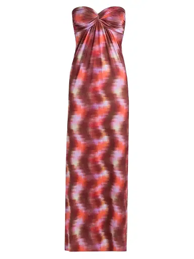 Misa Los Angeles Women's Katrine Strapless Maxi Dress - Pixelated Wave - Size Large | Thumbnail 1