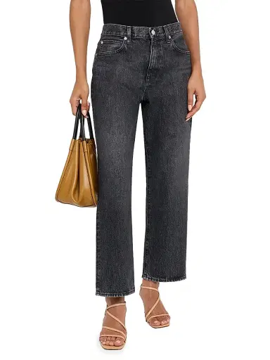 Frame Women's The Hang Mid-Rise Wide-Leg Crop Jeans - Black - Size 28 | Thumbnail 3 Frame Women's The Hang Mid-Rise Wide-Leg Crop Jeans - Black - Size 28 | Thumbnail 3