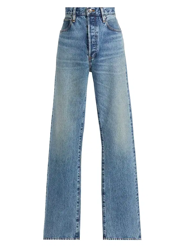 FRAME Women's The Vertical Straight-Leg High-Rise Jeans - Trust