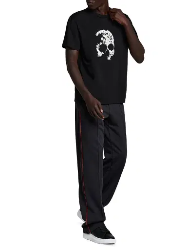 Alexander McQueen Men's Skull Crewneck T-Shirt - Black White - Size Small | Thumbnail 2