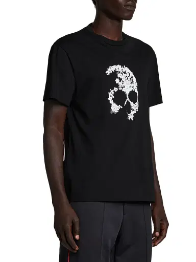 Alexander McQueen Men's Skull Crewneck T-Shirt - Black White - Size Small | Thumbnail 4