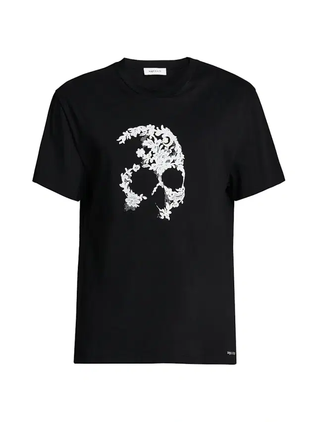 McQueen Men's Skull Crewneck T-Shirt - Black White