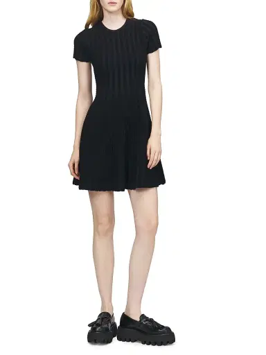 McQueen Women's Rib-Knit Chenille Minidress - Black | Thumbnail 2
