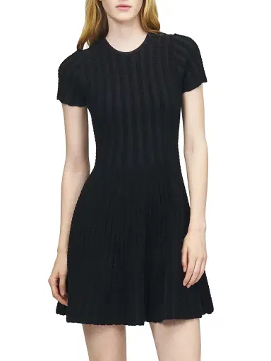 McQueen Women's Rib-Knit Chenille Minidress - Black | Thumbnail 3