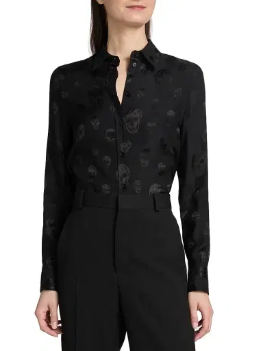 Alexander McQueen Women's Skull Slim-Fit Shirt - Black | Thumbnail 3 Alexander McQueen Women's Skull Slim-Fit Shirt - Black | Thumbnail 3