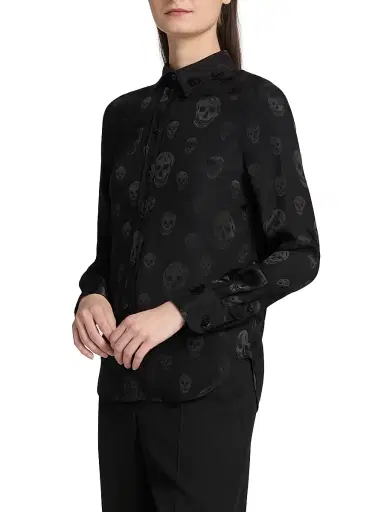 Alexander McQueen Women's Skull Slim-Fit Shirt - Black | Thumbnail 4 Alexander McQueen Women's Skull Slim-Fit Shirt - Black | Thumbnail 4