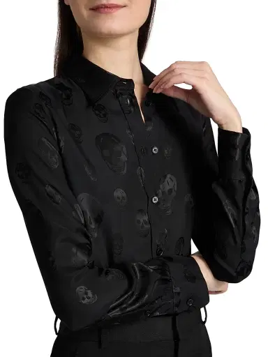 Alexander McQueen Women's Skull Slim-Fit Shirt - Black | Thumbnail 6 Alexander McQueen Women's Skull Slim-Fit Shirt - Black | Thumbnail 6