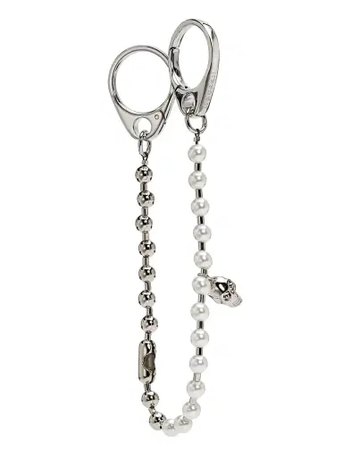 Alexander McQueen Women's Skull & Imitation Pearl-Beaded Chain Charm - Pearl | Thumbnail 1 Alexander McQueen Women's Skull & Imitation Pearl-Beaded Chain Charm - Pearl | Thumbnail 1