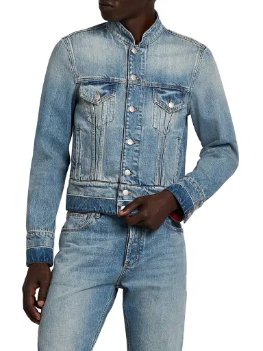 Alexander McQueen Men's Denim Band Jacket - Blue Washed - Size 44 | Thumbnail 3 Alexander McQueen Men's Denim Band Jacket - Blue Washed - Size 44 | Thumbnail 3