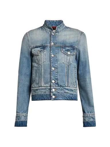 Alexander McQueen Men's Denim Band Jacket - Blue Washed - Size 44 | Thumbnail 1 Alexander McQueen Men's Denim Band Jacket - Blue Washed - Size 44 | Thumbnail 1