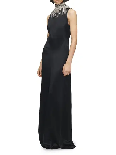 McQueen Women's Embellished Satin Gown - Black | Thumbnail 2