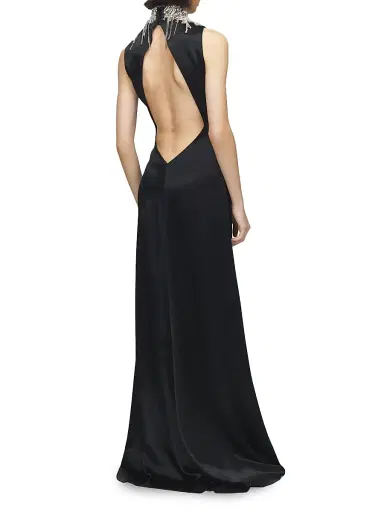 McQueen Women's Embellished Satin Gown - Black | Thumbnail 3