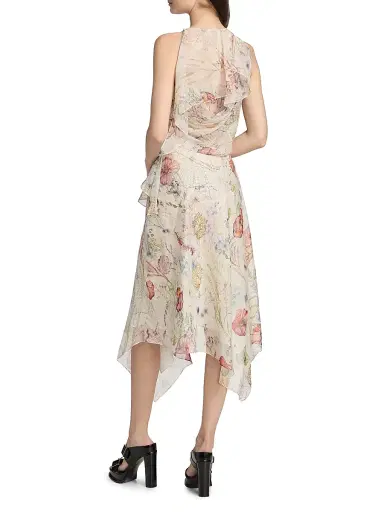 Alexander McQueen Women's Day Spiderweb Floral Silk Midi-Dress | Thumbnail 5