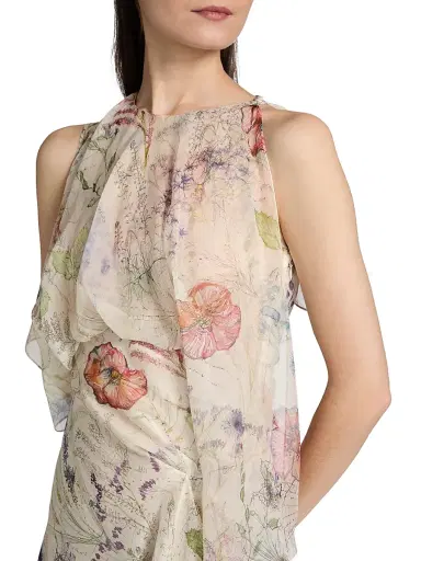 Alexander McQueen Women's Day Spiderweb Floral Silk Midi-Dress | Thumbnail 6