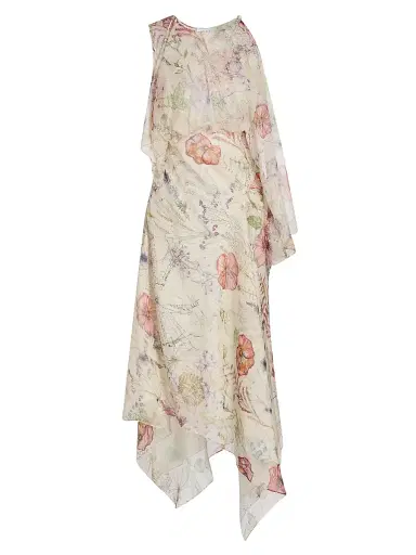 Alexander McQueen Women's Day Spiderweb Floral Silk Midi-Dress | Thumbnail 1