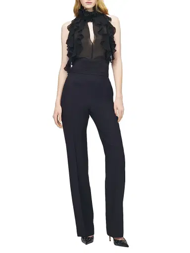 Alexander McQueen Women's Ruffled Sleeveless Silk Top - Black - Size 12 | Thumbnail 2