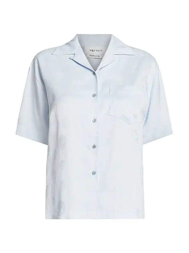 McQueen Women's Skull Fluid Satin Shirt - Ice Blue