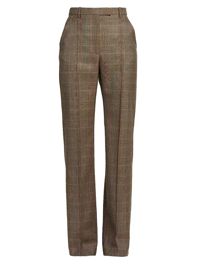 McQueen Women's Country Pleated Check Wool Trousers - Multi Colour