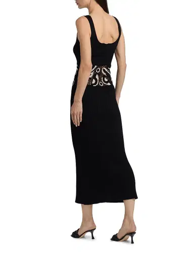 Ramy Brook Women's Fiana Ribbed Crochet-Waist Midi-Dress - Black Sandstone Crochet | Thumbnail 5