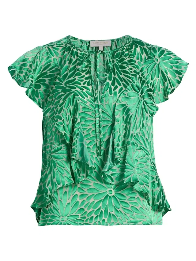 Ramy Brook Women's Julianne Floral Ruffled Tieneck Blouse