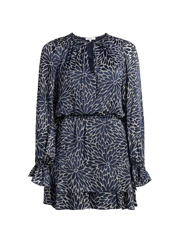 Ramy Brook Women's Marianna Floral Silk-Blend Minidress - Navy Burnout