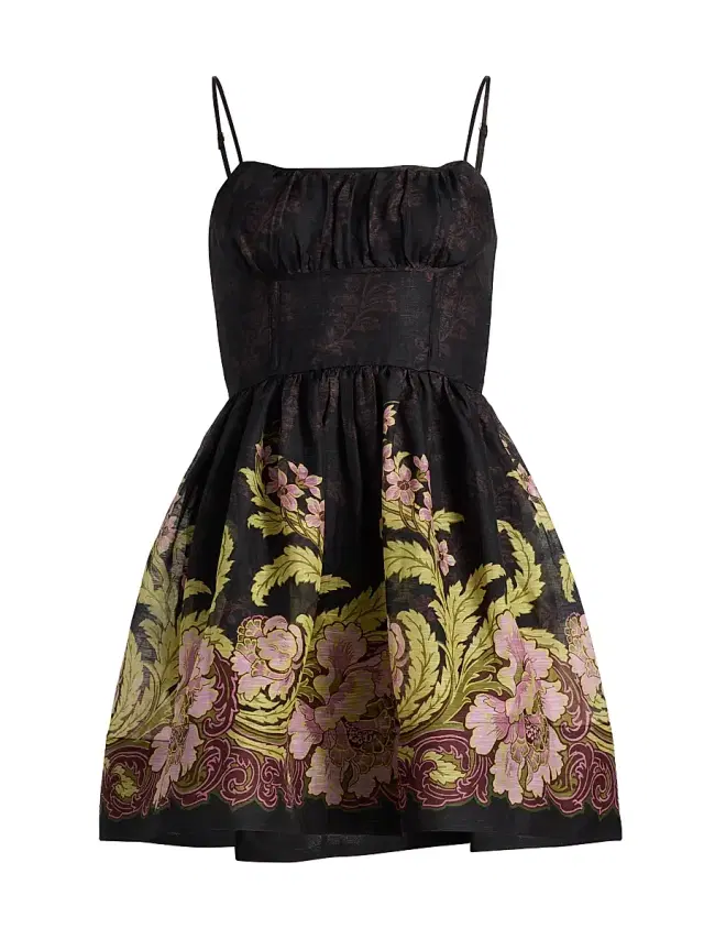 Women's Alba Silk-Linen Minidress - Nouvea Black