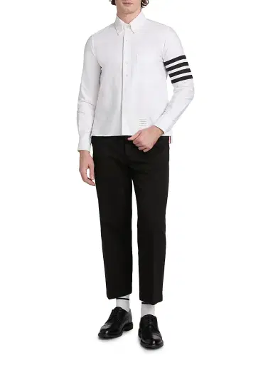 Thom Browne Men's Four-Bar Cotton Oxford Shirt - White | Thumbnail 2 Thom Browne Men's Four-Bar Cotton Oxford Shirt - White | Thumbnail 2