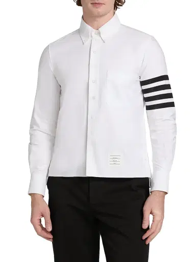 Thom Browne Men's Four-Bar Cotton Oxford Shirt - White | Thumbnail 3 Thom Browne Men's Four-Bar Cotton Oxford Shirt - White | Thumbnail 3