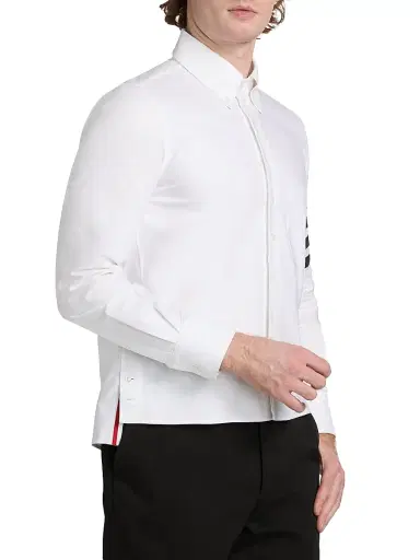 Thom Browne Men's Four-Bar Cotton Oxford Shirt - White | Thumbnail 4 Thom Browne Men's Four-Bar Cotton Oxford Shirt - White | Thumbnail 4