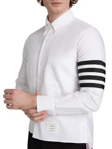 Thom Browne Men's Four-Bar Cotton Oxford Shirt - White | Thumbnail 6 Thom Browne Men's Four-Bar Cotton Oxford Shirt - White | Thumbnail 6