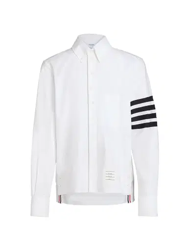 Thom Browne Men's Four-Bar Cotton Oxford Shirt - White | Thumbnail 1 Thom Browne Men's Four-Bar Cotton Oxford Shirt - White | Thumbnail 1