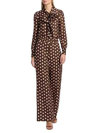 Cara Cara Women's Mayflower Polka Dot Linen Pants - Joelle Dot Brown - Size 12 | Thumbnail 2