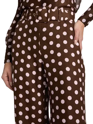 Cara Cara Women's Mayflower Polka Dot Linen Pants - Joelle Dot Brown - Size 12 | Thumbnail 6