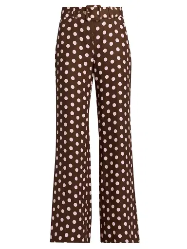 Cara Cara Women's Mayflower Polka Dot Linen Pants - Joelle Dot Brown - Size 12 | Thumbnail 1