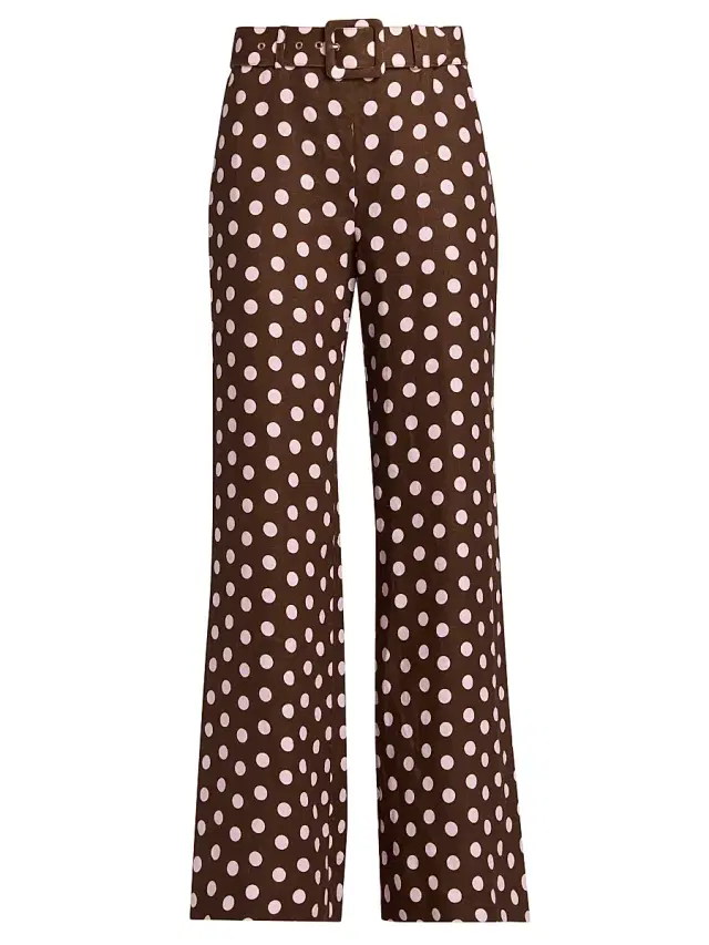 Cara Cara Women's Mayflower Polka Dot Linen Pants - Joelle Dot Brown